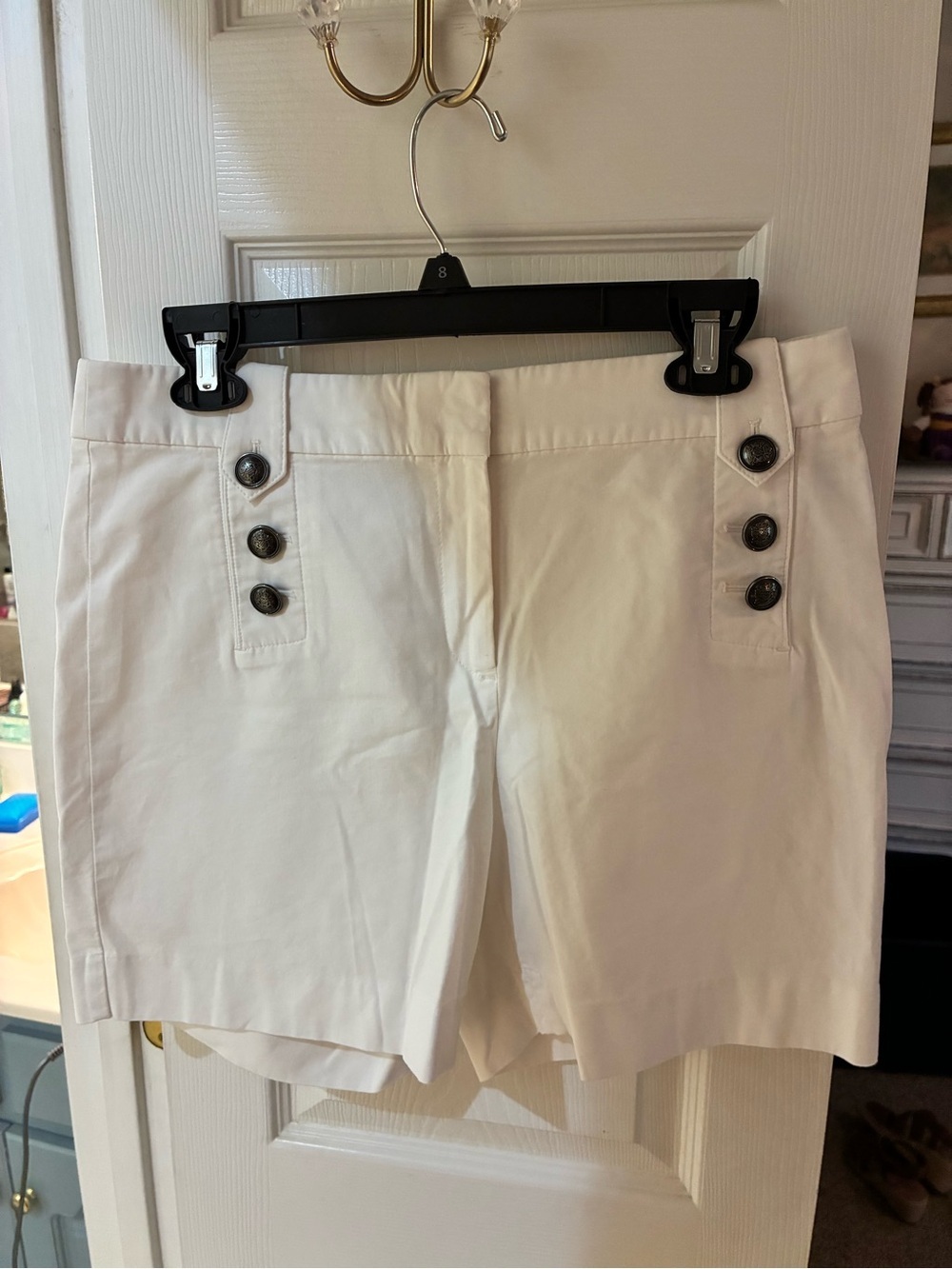 NWT White Nautical Pewter Metal Button Shorts SZ 10P
